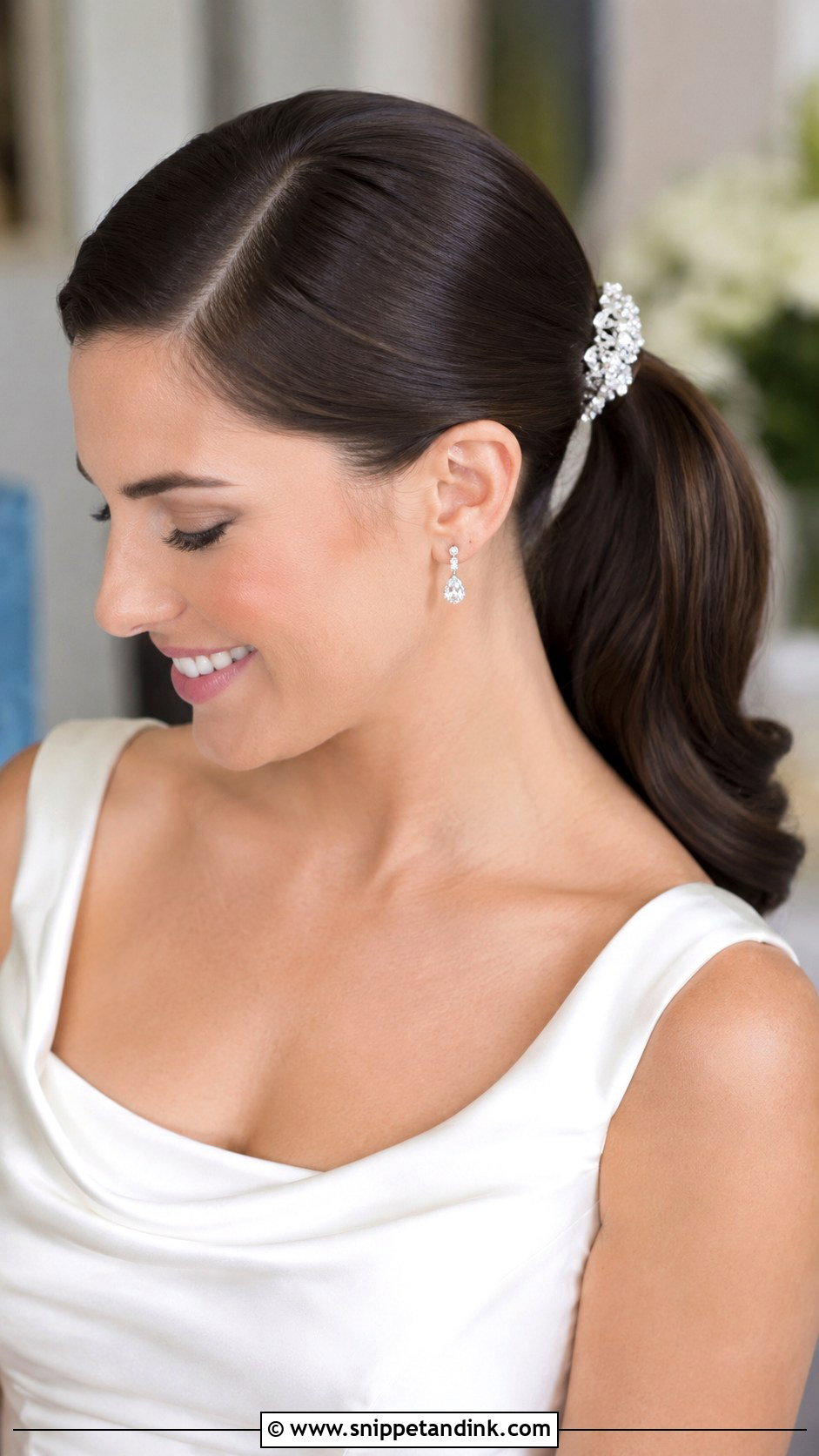 Bridal Ponytail With Side Part - Snippet and Ink - 30 Bridal Ponytail Ideas
