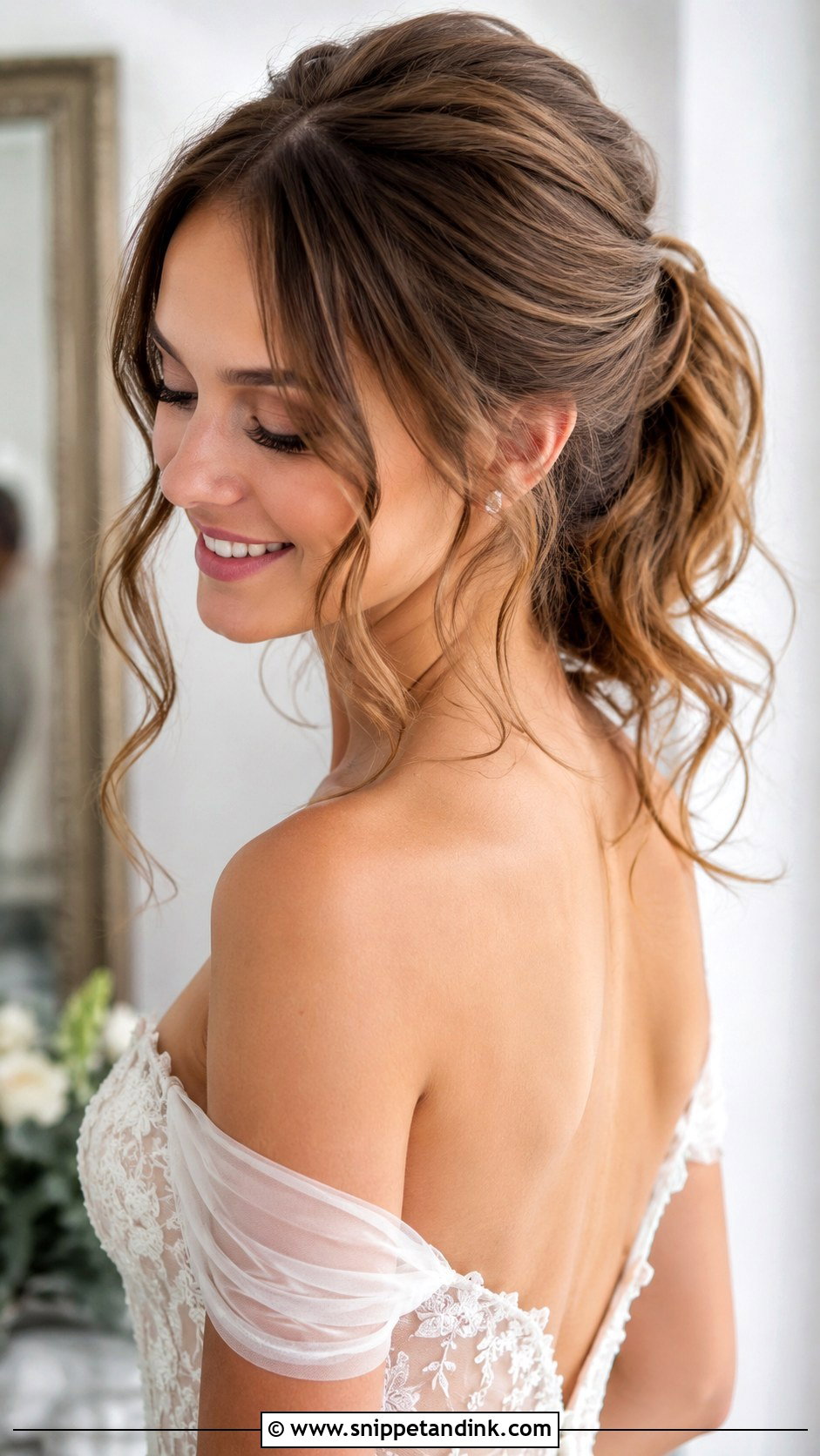 Bridal Ponytail With Tendrils - Snippet and Ink - 30 Bridal Ponytail Ideas