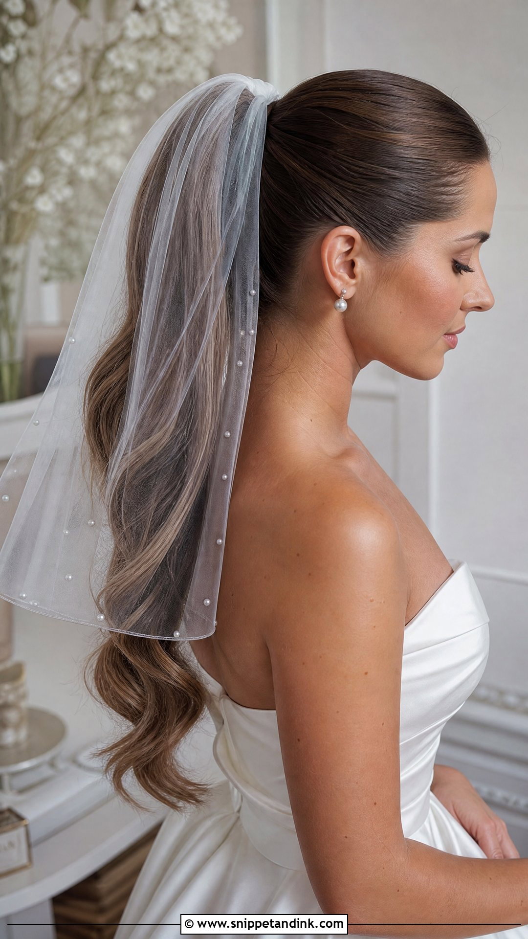 Bridal Ponytail With Veil - Snippet and Ink - 20 Ariana Grande Wedding Hair Ideas