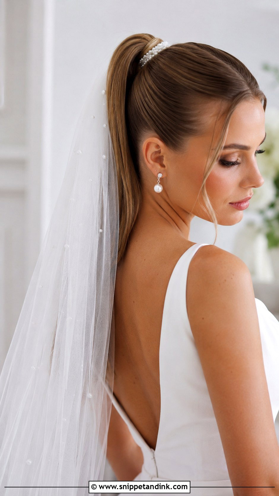 Bridal Ponytail With Veil - Snippet and Ink - 25 Pony Hairstyles for Wedding