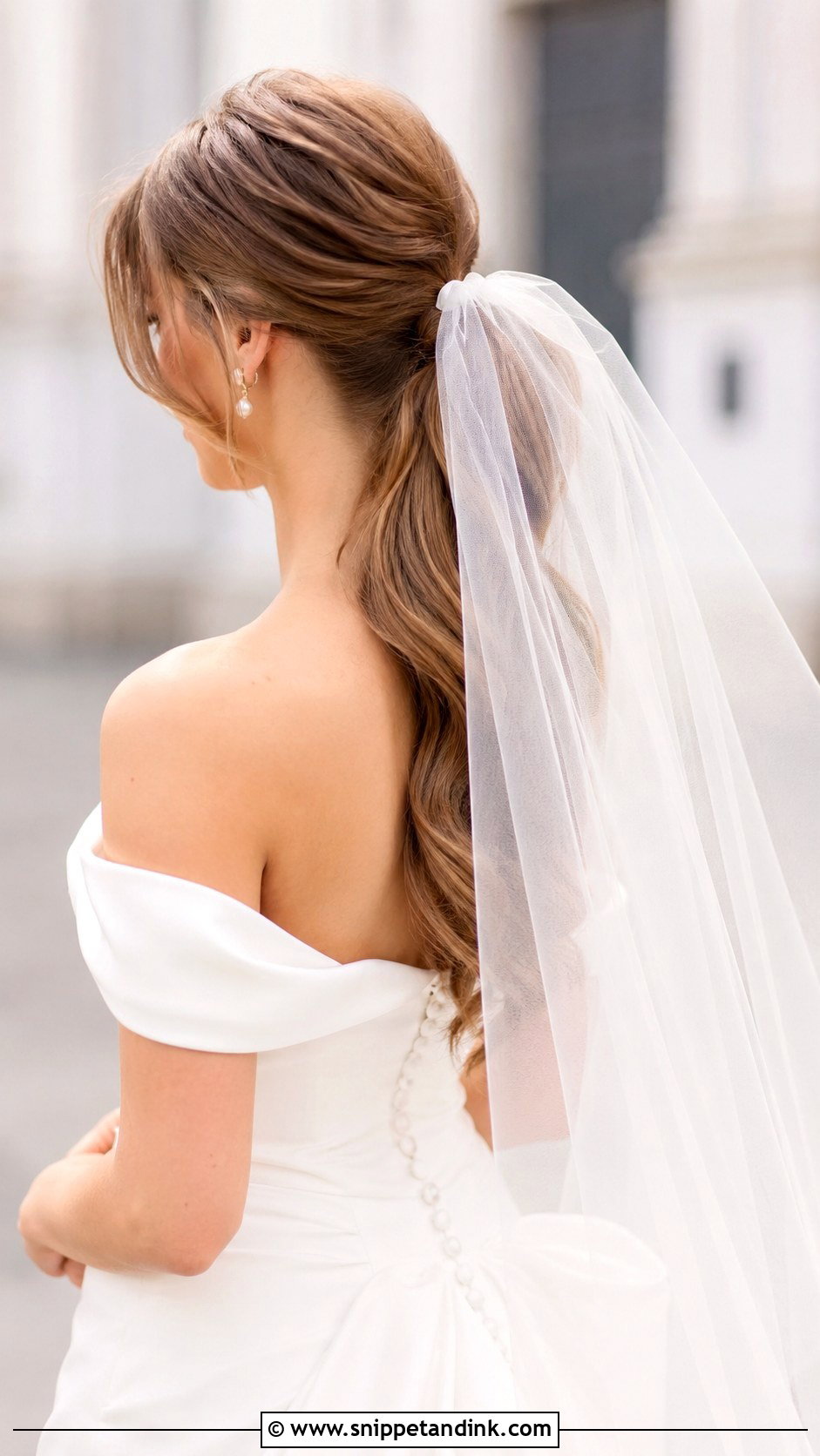 Bridal Ponytail With Veil - Snippet and Ink - 30 Bridal Ponytail Ideas