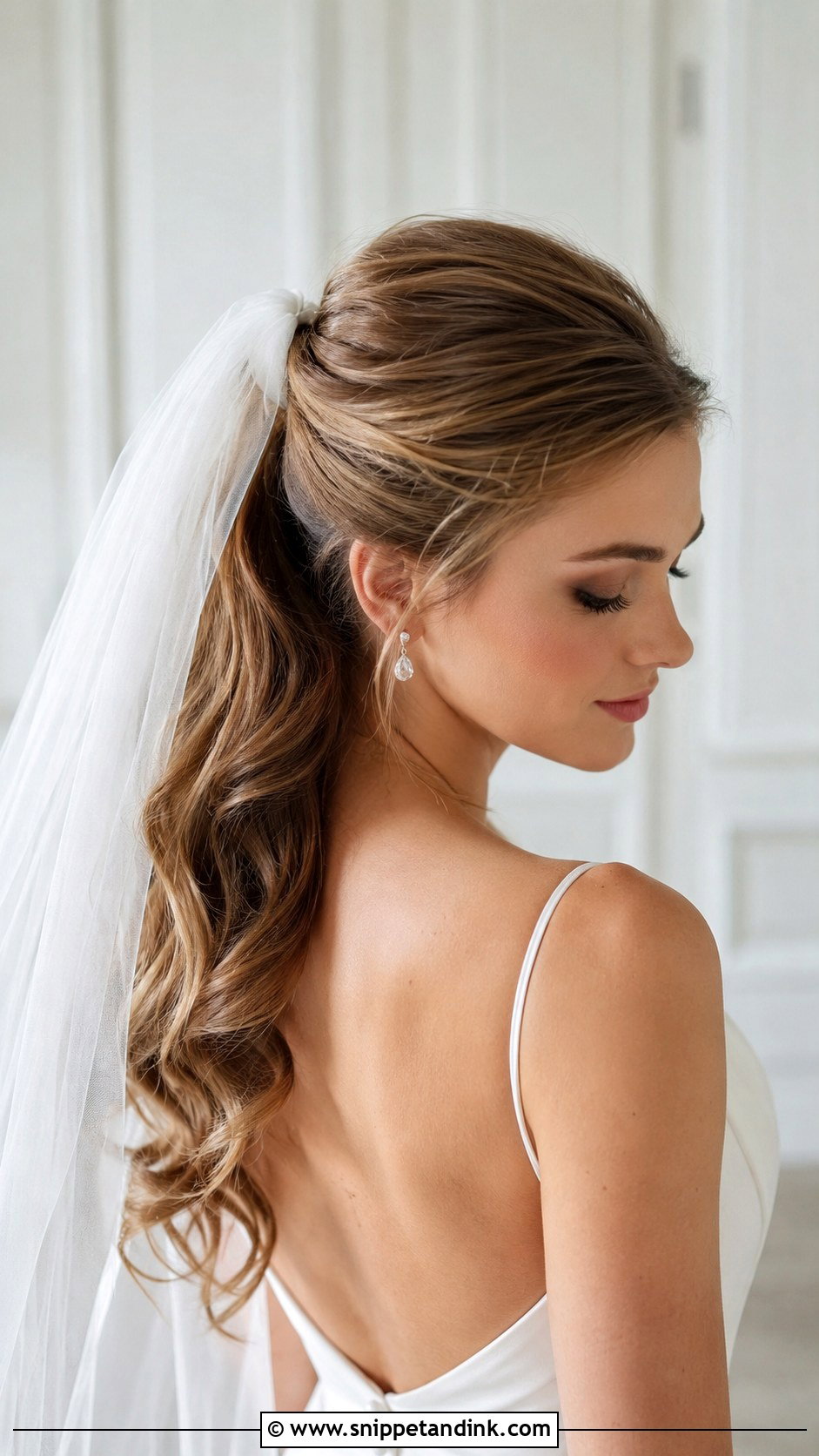 Bridal Ponytail With Veil - Snippet and Ink - 25 Bridal Hair Ponytail Ideas