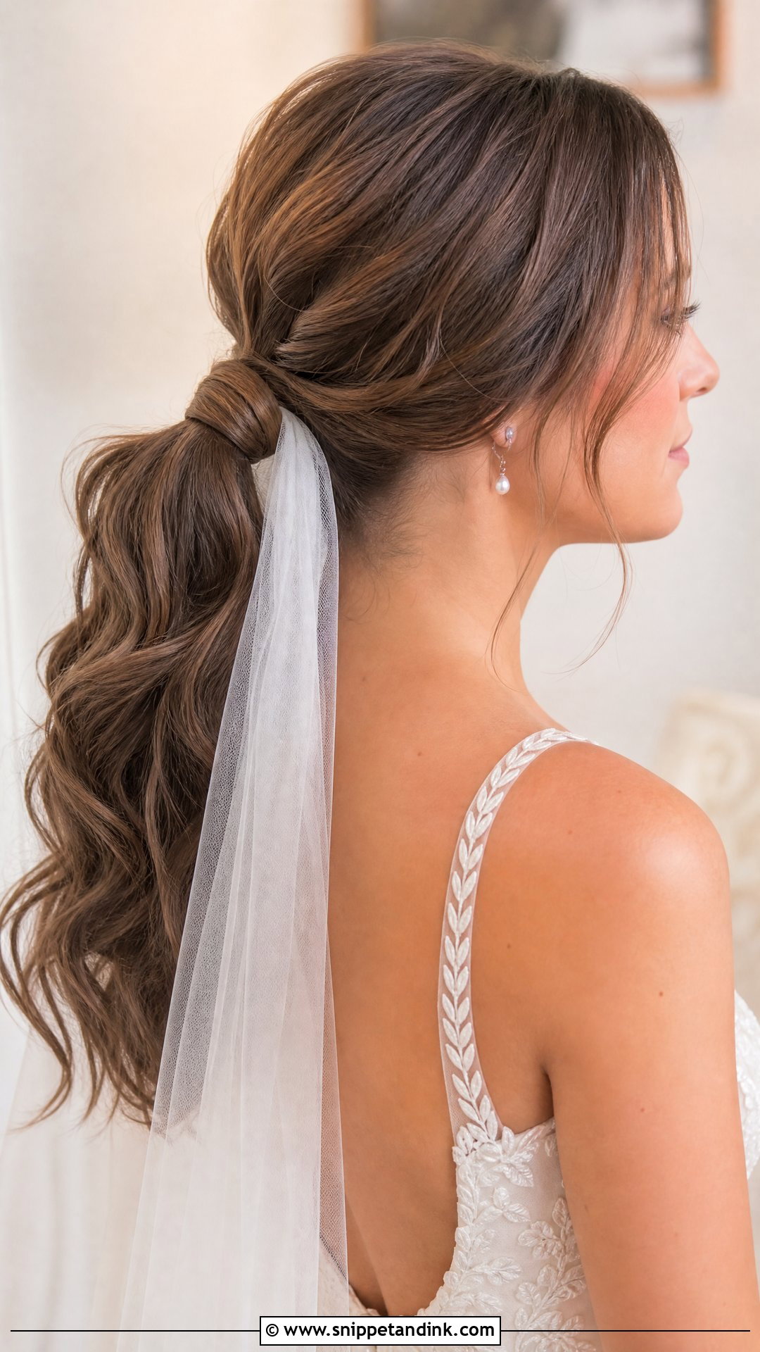Bridal Ponytail With Veil - Snippet and Ink - 15 Bridal Pony Hairstyles