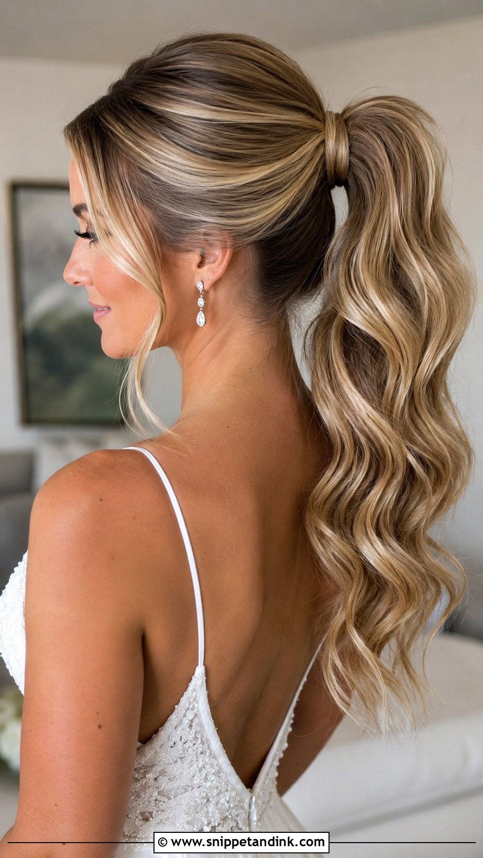 Bridal Ponytail With Waves - Snippet and Ink - 20 Wedding Hairstyles 2025 Trends