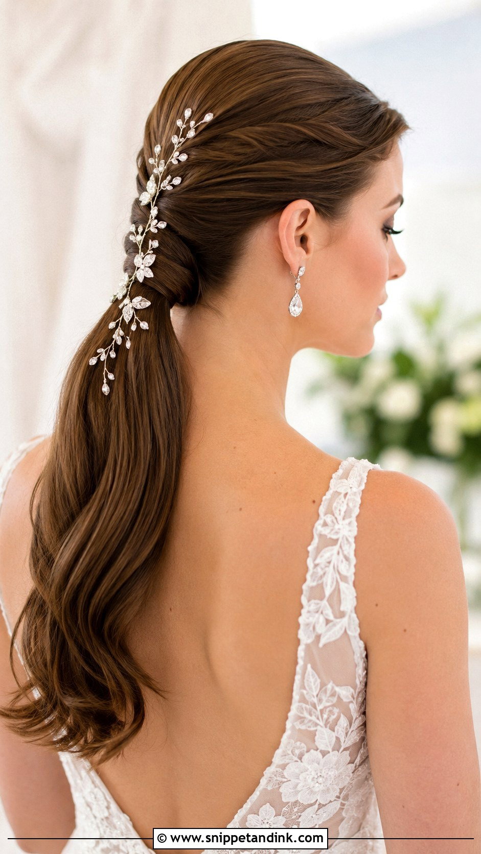 Bridal Ponytail with Hair Vine - Snippet and Ink - 30 Bridal Ponytail Hairstyles