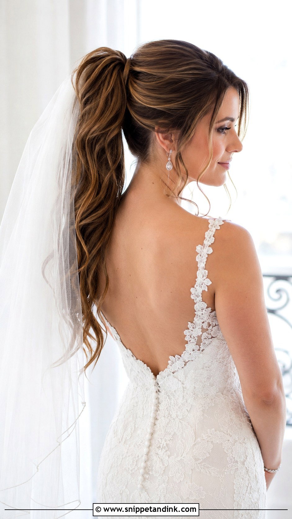 Bridal Ponytail with Veil - Snippet and Ink - 30 Ponytail Hairstyles for Wedding