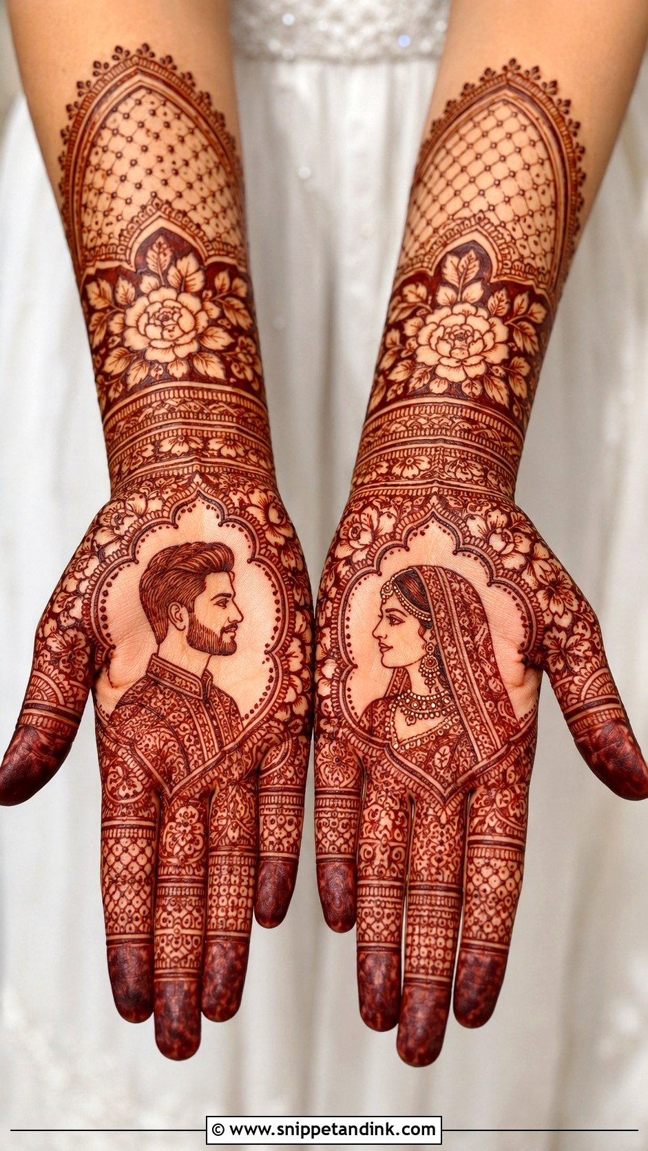 Bridal Portrait Mehndi Design - Snippet and Ink - 35 Unique Bridal Mehndi Designs