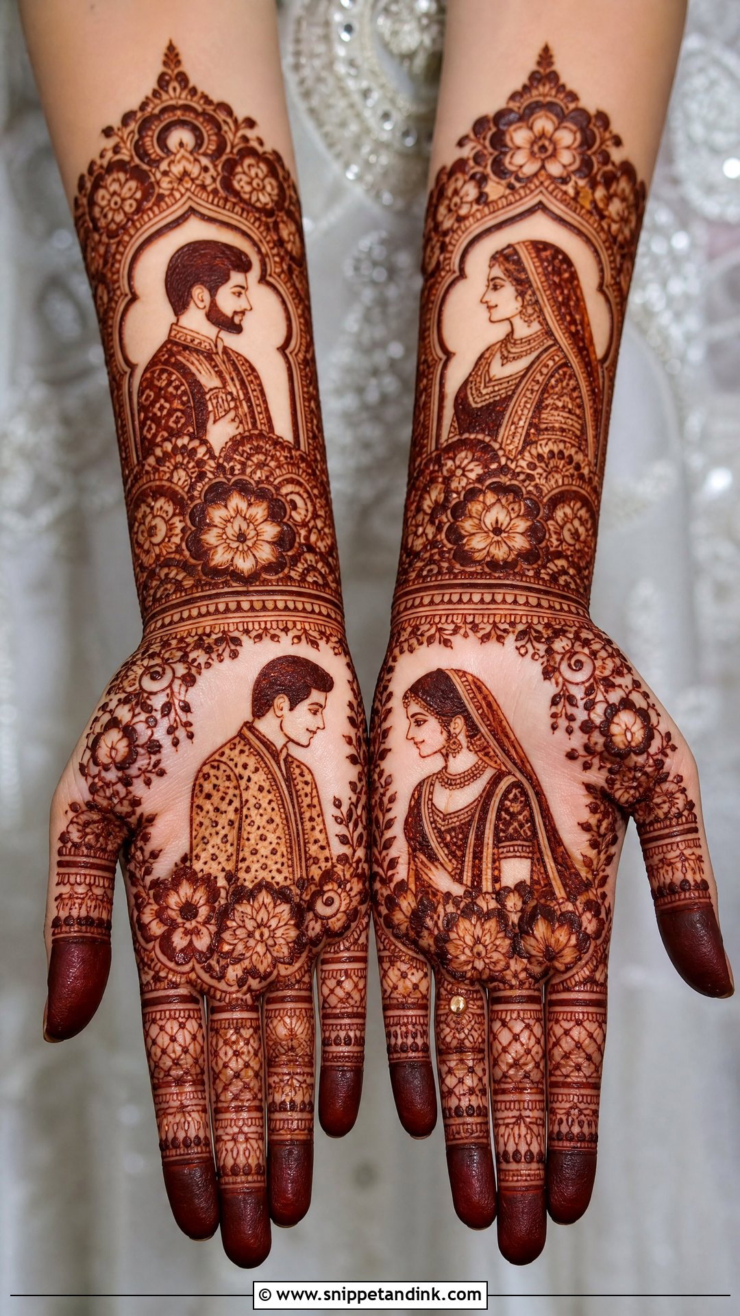 Bridal Portrait Mehndi Design - Snippet and Ink - 25 Dulhan Bridal Henna Mehndi Designs