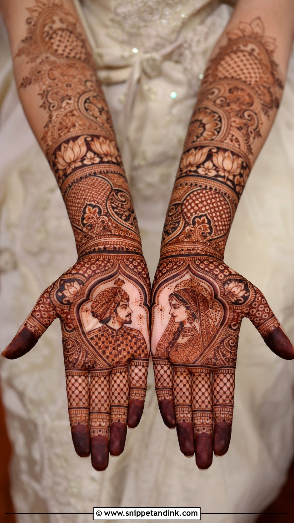 Bridal Portrait Mehndi Design - Snippet and Ink - 30 Latest Unique Bridal Mehndi Designs