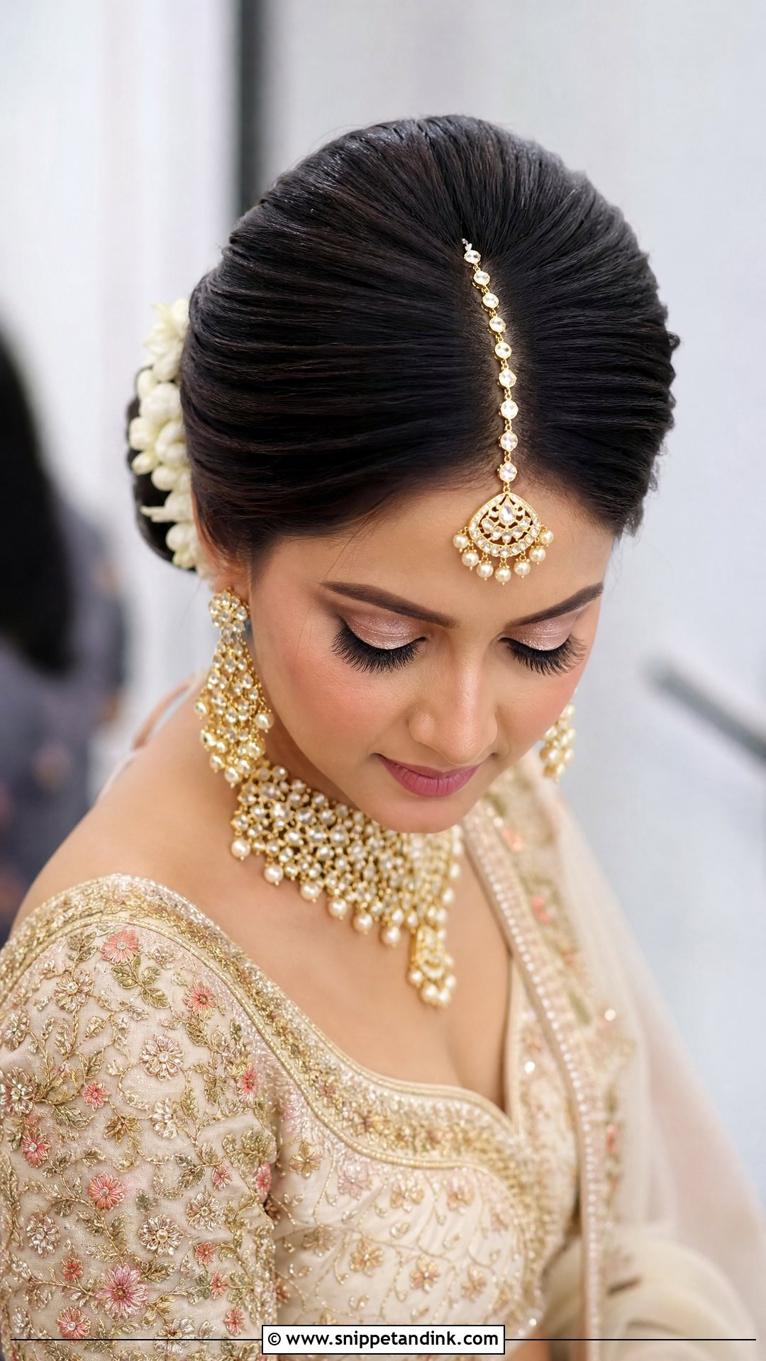 Bridal Puff Hairstyle With Maang Tikka - Snippet and Ink - 15 Bridal Puff Hairstyles