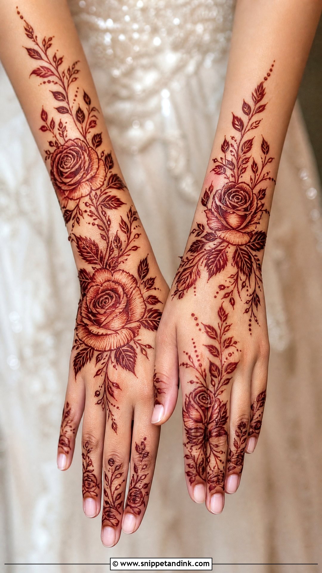 Bridal Rose Bouquet Mehndi Design - Snippet and Ink - 20 Bridal Rose Mehndi Designs