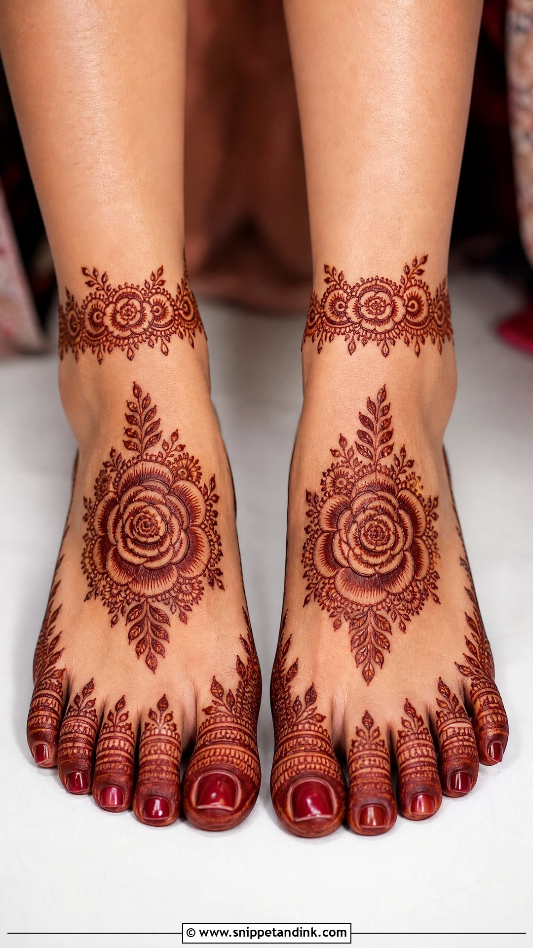 Bridal Rose Feet Mehndi Design - Snippet and Ink - 20 Bridal Rose Mehndi Designs
