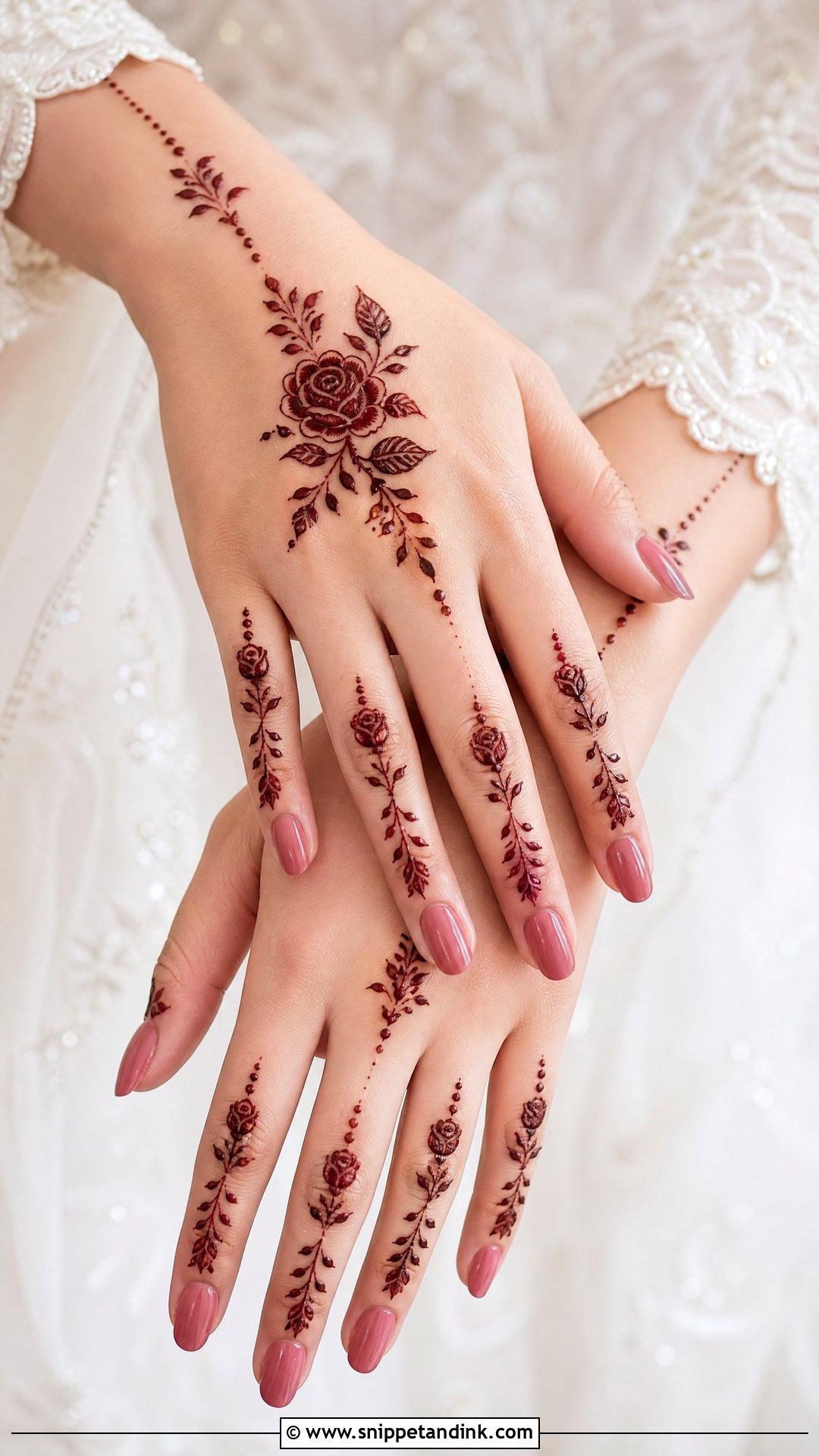 Bridal Rose Finger Mehndi Design - Snippet and Ink - 20 Bridal Rose Mehndi Designs
