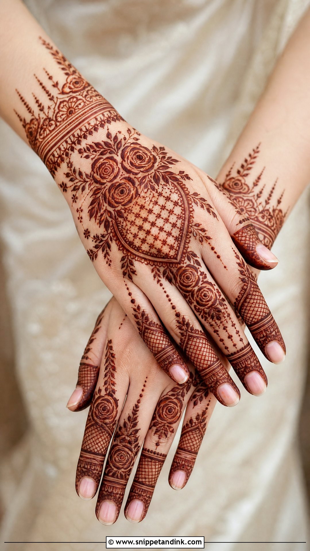 Bridal Rose Jaali Mehndi Design - Snippet and Ink - 20 Bridal Rose Mehndi Designs