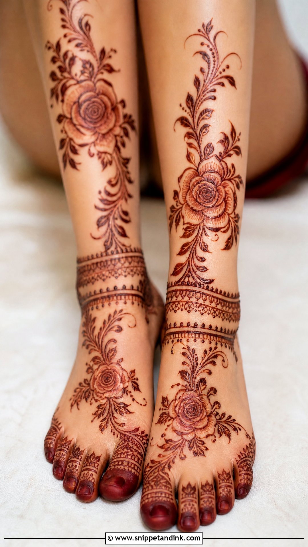 Bridal Rose Leg Mehndi Design - Snippet and Ink - 30 Bridal Legs Mehndi Design Ideas