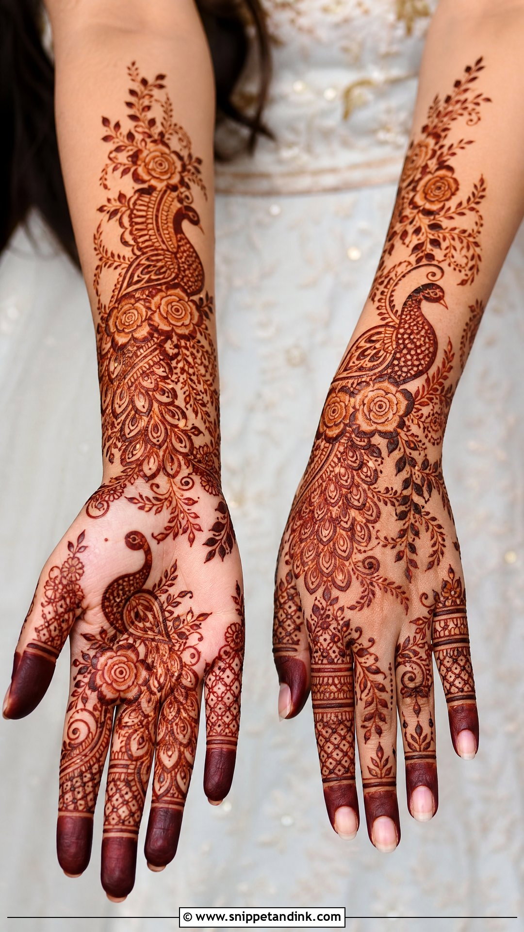 Bridal Rose Peacock Mehndi Design - Snippet and Ink - 20 Bridal Rose Mehndi Designs