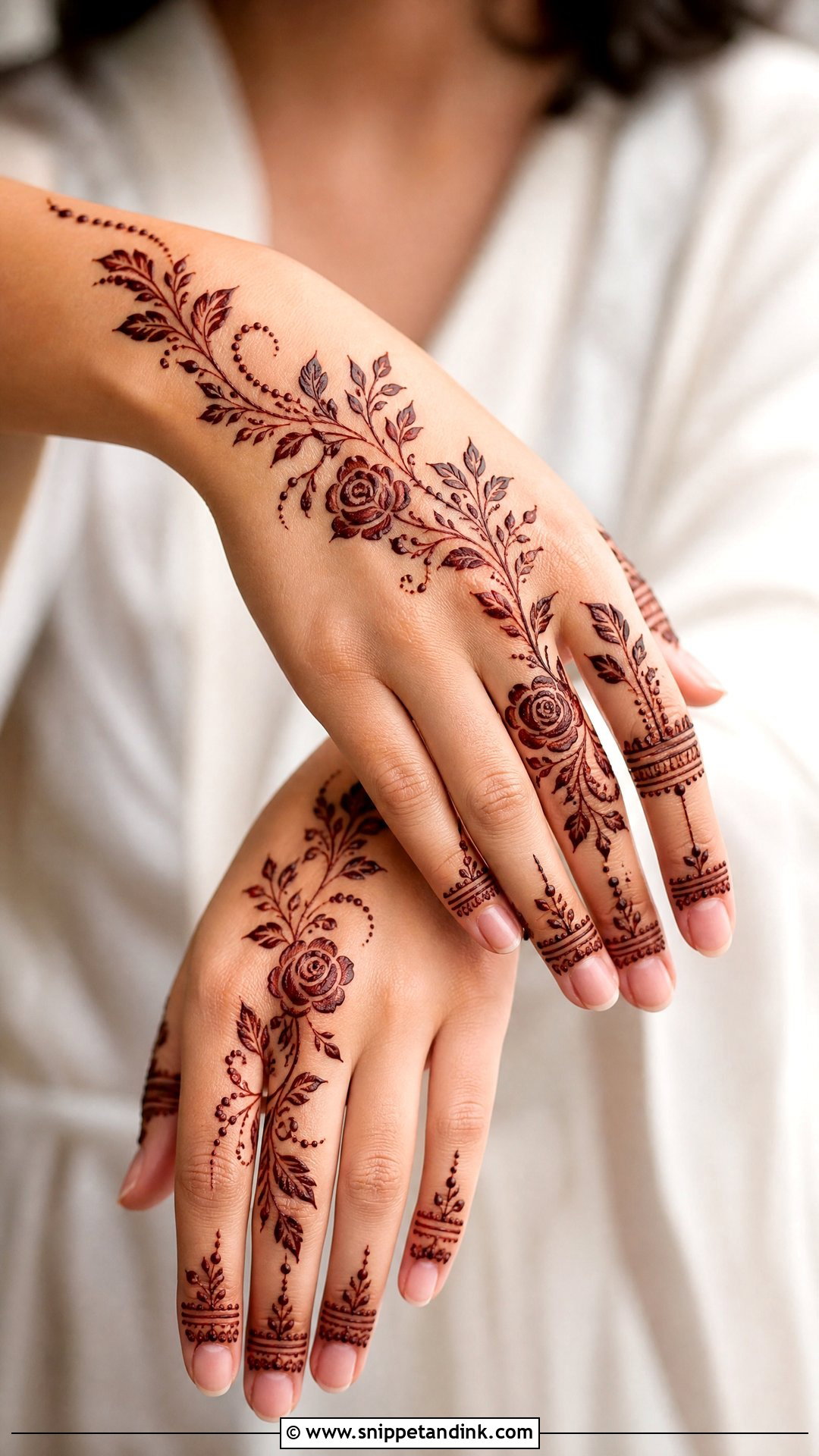 Bridal Rose Vine Mehndi Design - Snippet and Ink - 20 Bridal Rose Mehndi Designs