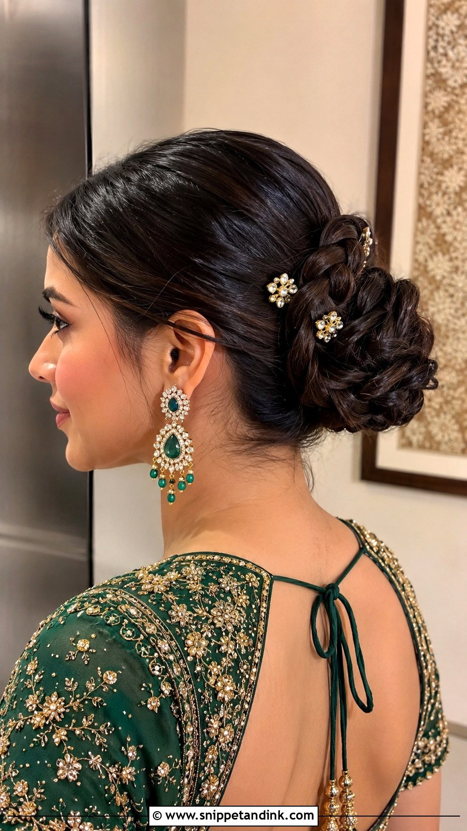 Bridal Sangeet Braided Bun - Snippet and Ink - 20 Bridal Sangeet Hairstyle Ideas
