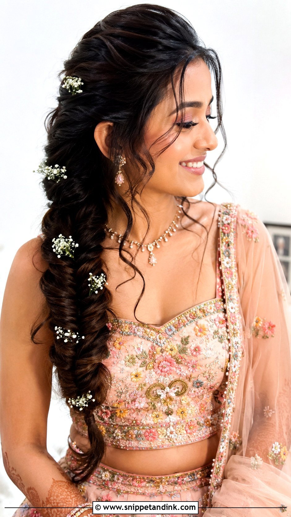 Bridal Sangeet Fishtail Braid - Snippet and Ink - 20 Bridal Sangeet Hairstyle Ideas
