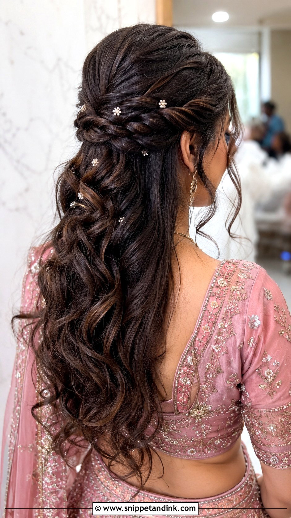 Bridal Sangeet Half Up Hairstyle - Snippet and Ink - 20 Bridal Sangeet Hairstyle Ideas