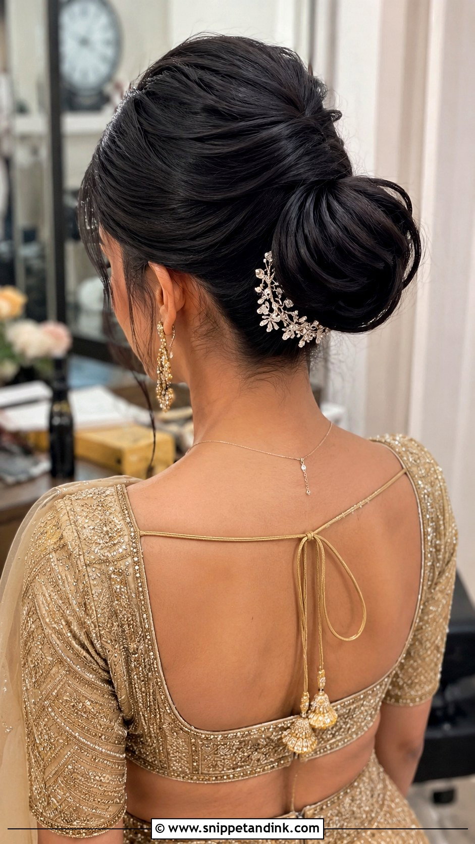 Bridal Sangeet High Bun - Snippet and Ink - 20 Bridal Sangeet Hairstyle Ideas