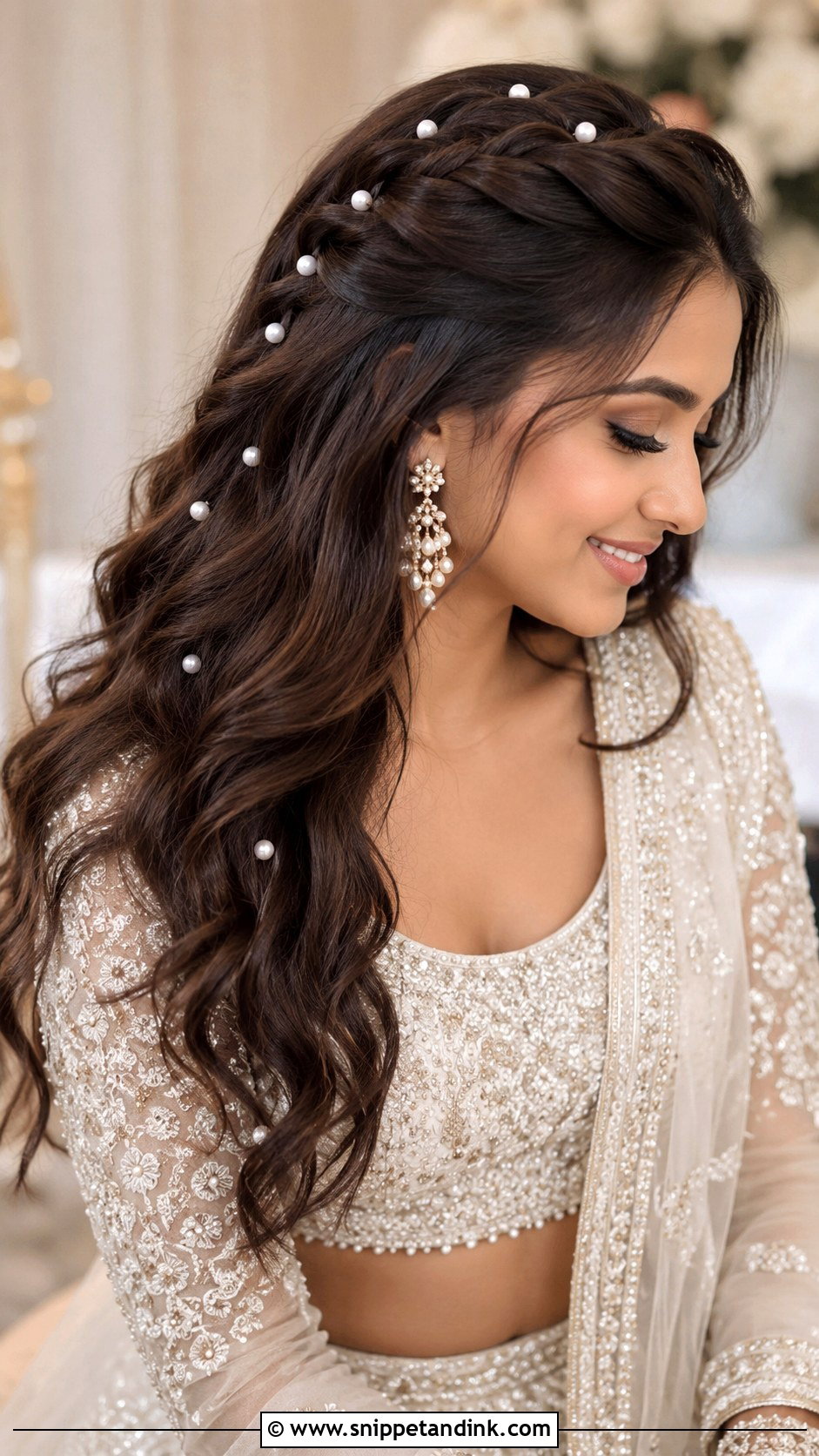 Bridal Sangeet Pearl Hairstyle - Snippet and Ink - 20 Bridal Sangeet Hairstyle Ideas