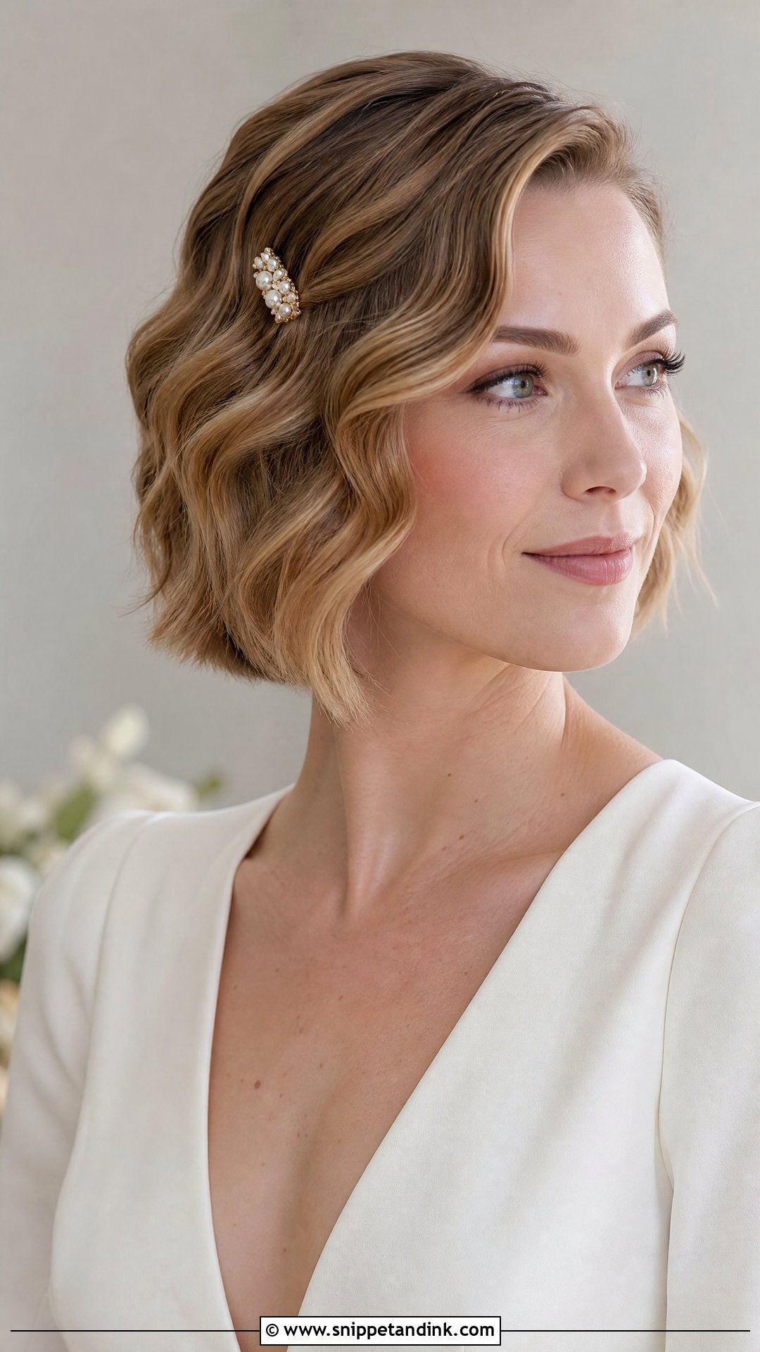Bridal Short Hair Waves - Snippet and Ink - 15 Bridal Hair Aesthetic Ideas