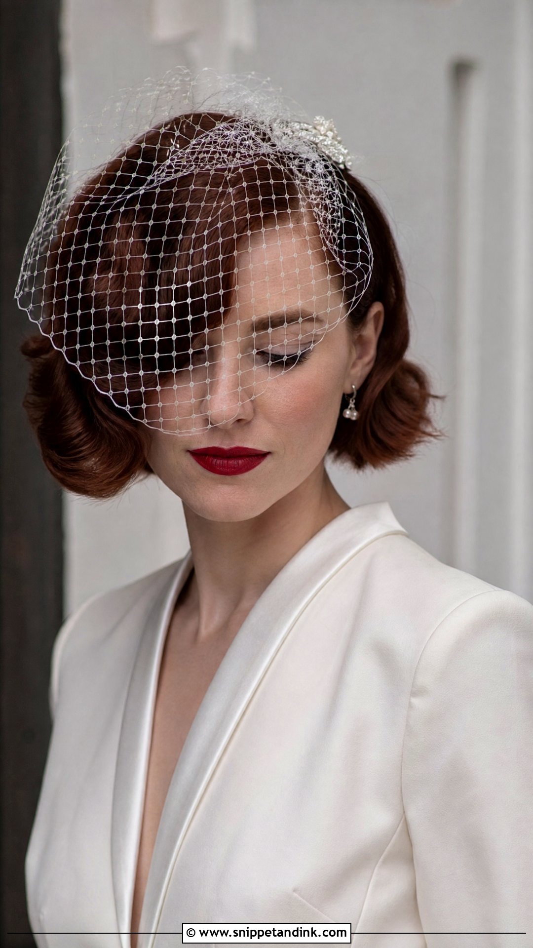 Bridal Short Hair With Birdcage Veil - Snippet and Ink - 15 Bridal Hair Accessory Ideas