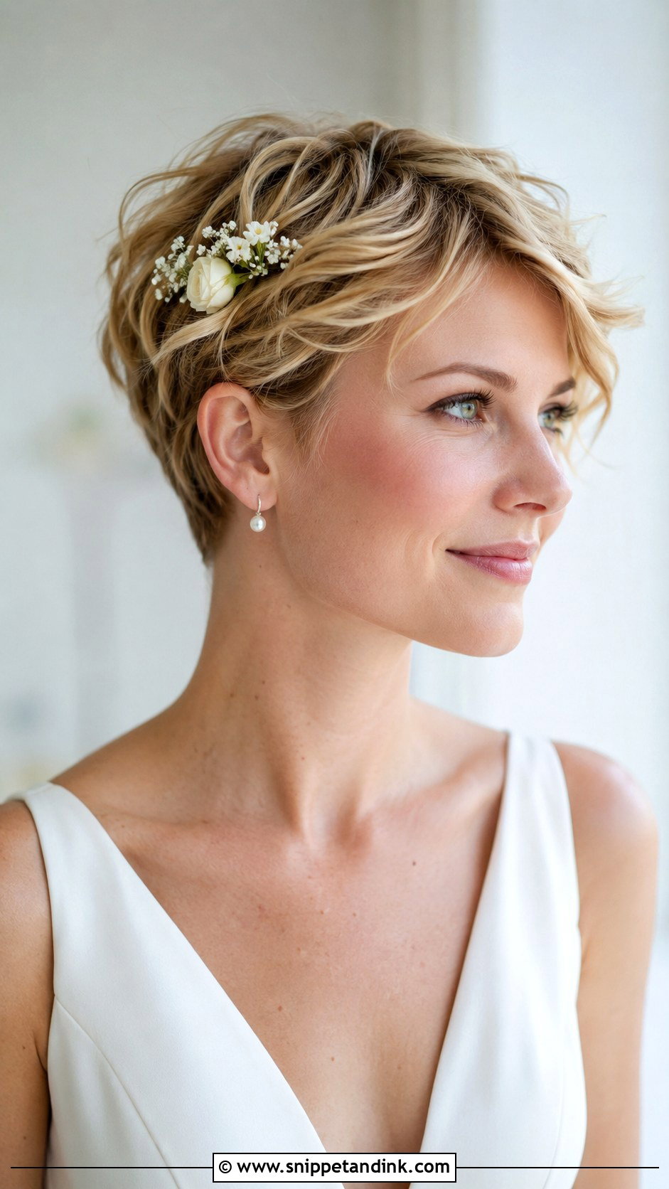 Bridal Short Hair With Flowers - Snippet and Ink - 20 Bridal Hairstyle with Flowers