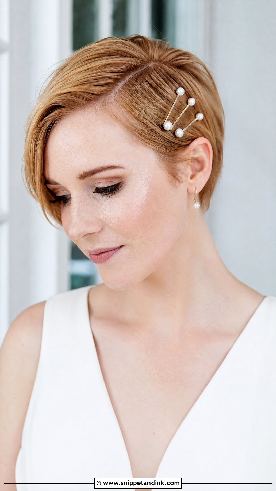 Bridal Short Hair With Pearl Bobby Pins - Snippet and Ink - 15 Bride Hair Piece Accessories