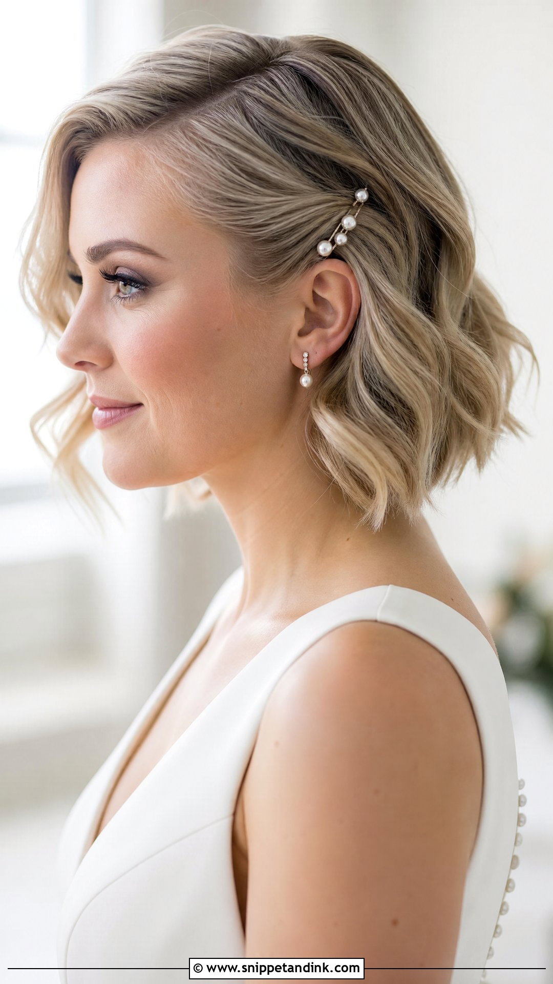 Bridal Short Hair With Side Hair Pins - Snippet and Ink - 15 Bride Hair Pins
