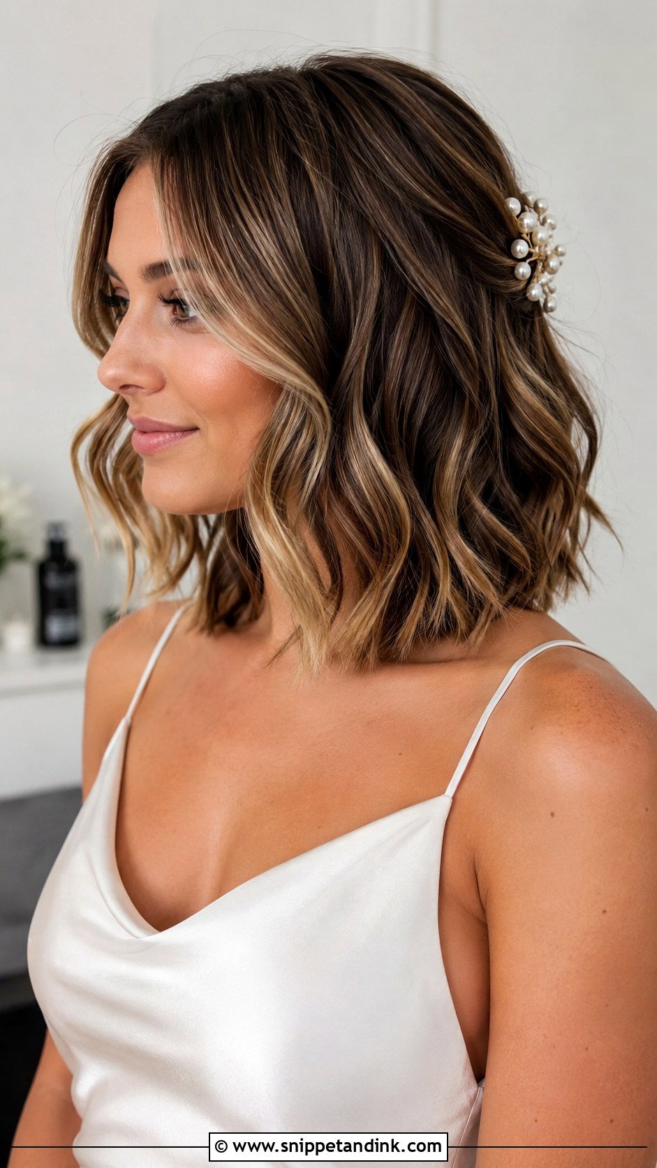 Bridal Short Lob Waves - Snippet and Ink - 20 Bridal Hair Short Hair Ideas