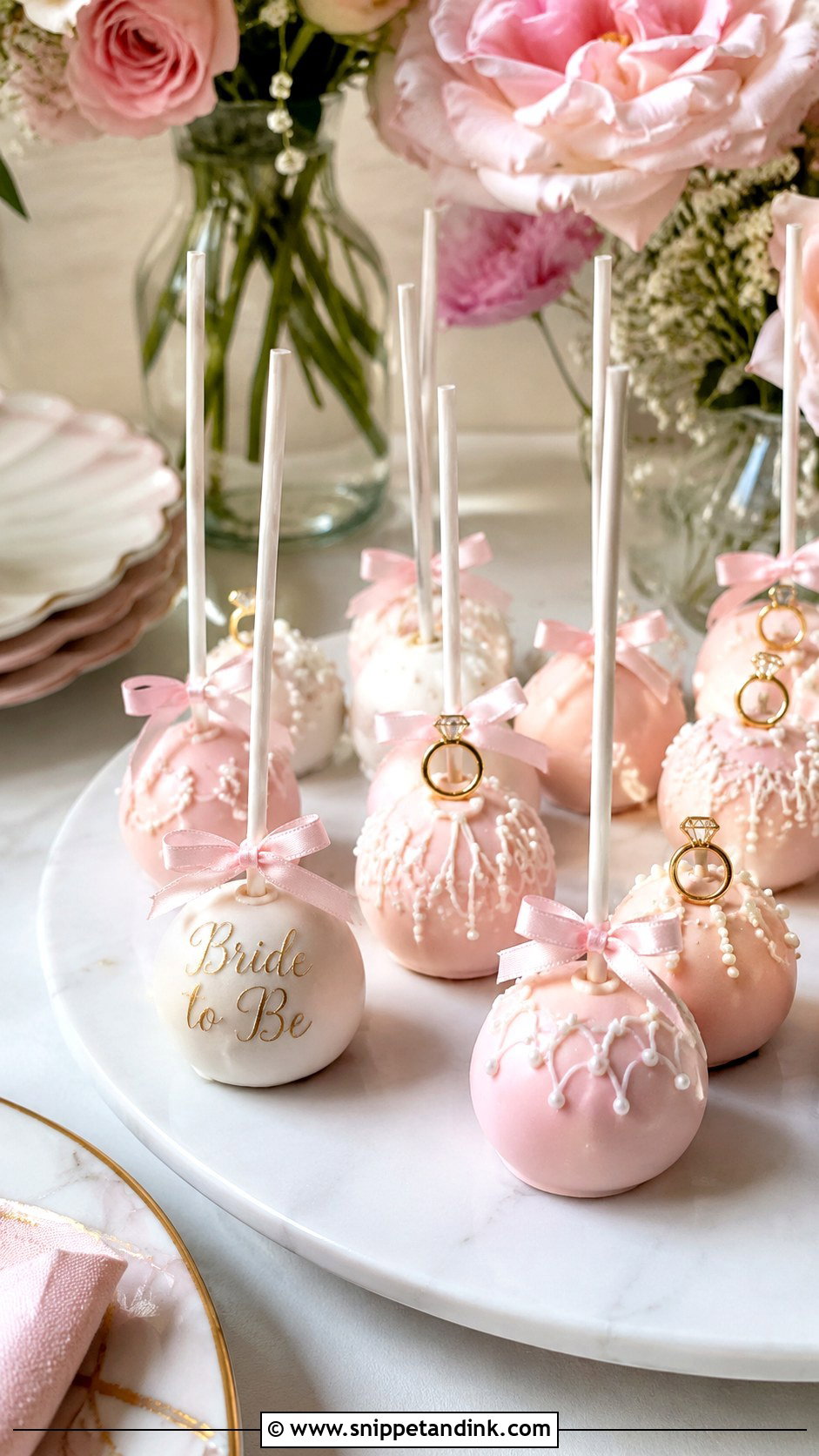 Bridal Shower Bride Cake Pops - Snippet and Ink - 35 Bride Cake Pops
