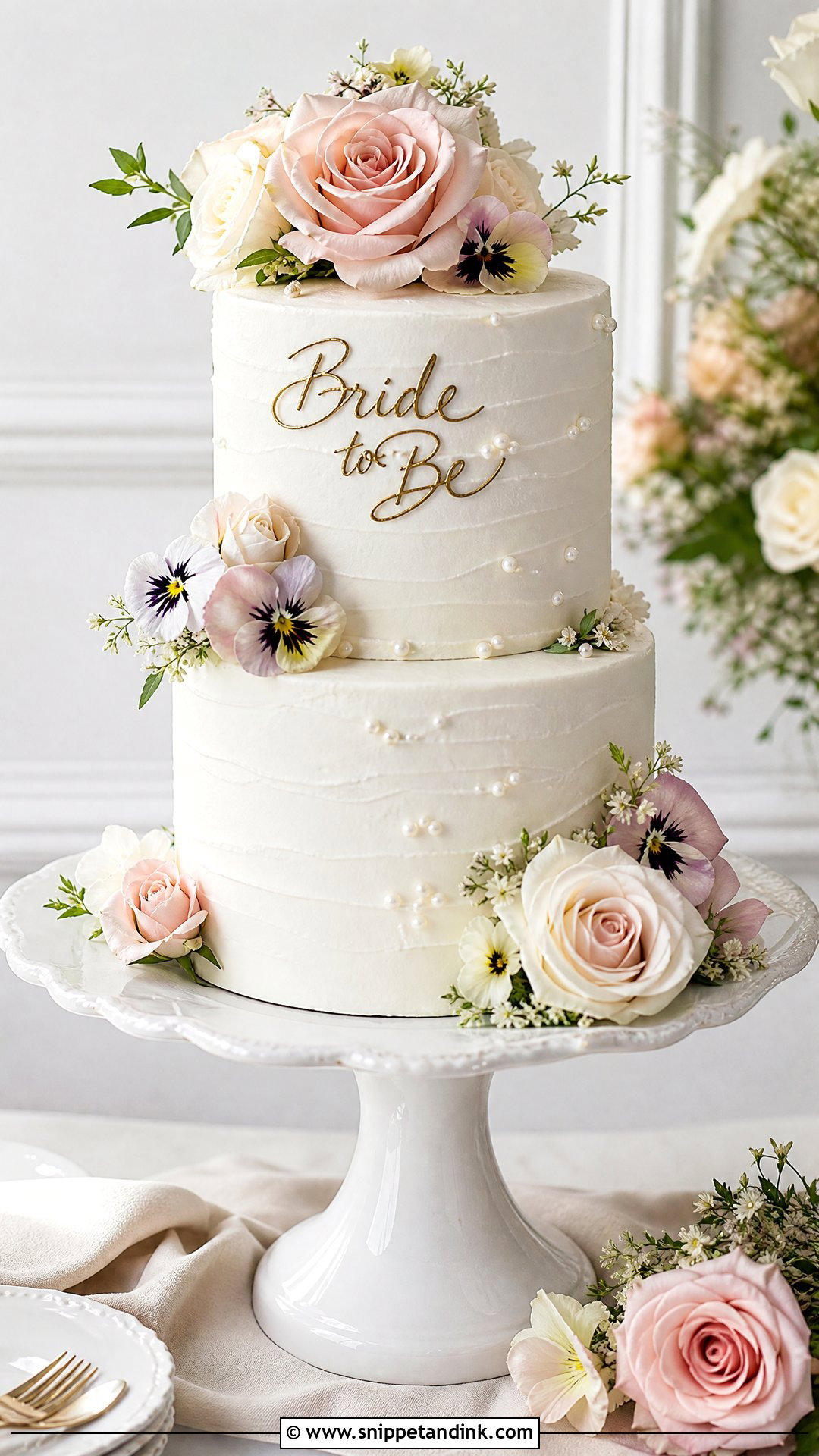 Bridal Shower Cake With Flowers - Snippet and Ink - 25 Bridal Cake Ideas