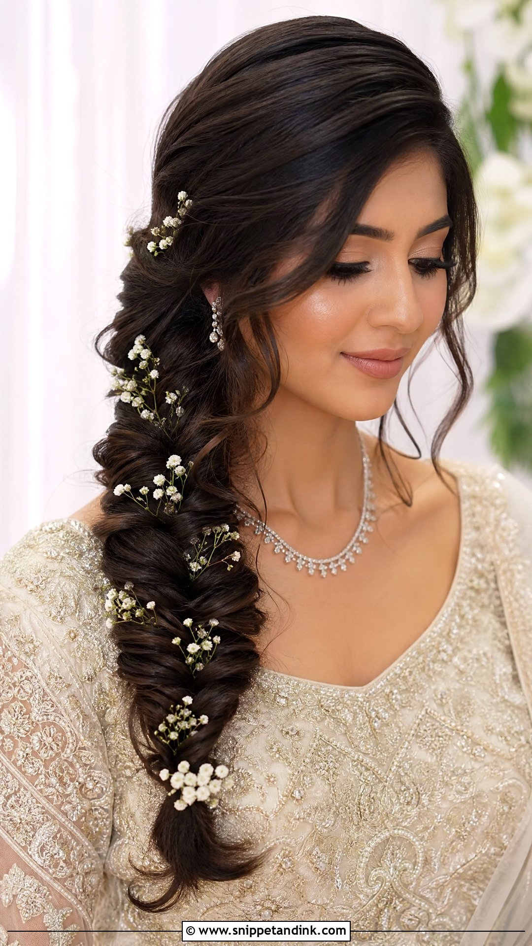 Bridal Side Braid With Loose Front Pieces - Snippet and Ink - 15 Bridal Hairstyles for Big Foreheads