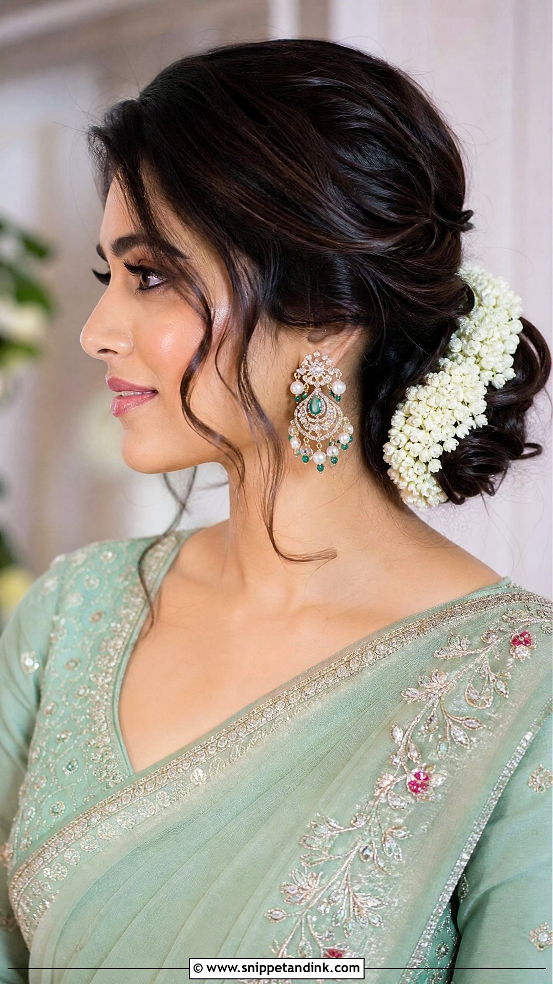 Bridal Side Bun With Gajra - Snippet and Ink - 15 Bridal Gajra Hairstyle Ideas