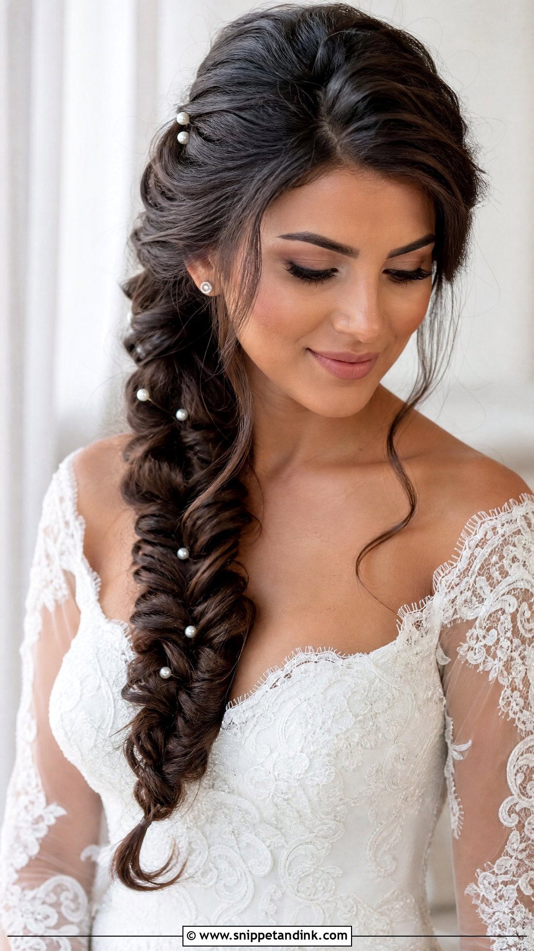 Bridal Side Fishtail Braid - Snippet and Ink - 15 Bridal Hair One Side Ideas