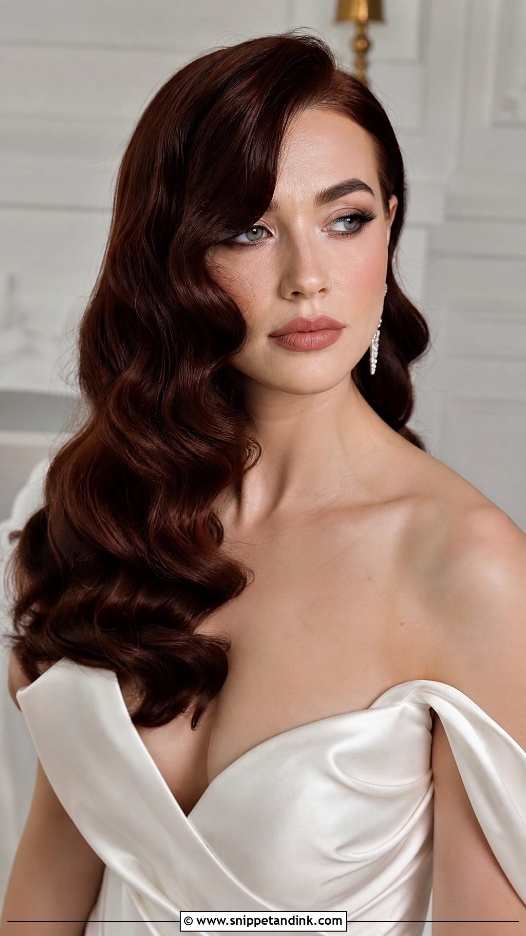 Bridal Side Fringe Hollywood Waves - Snippet and Ink - 15 Bridal Hair Fringe Ideas