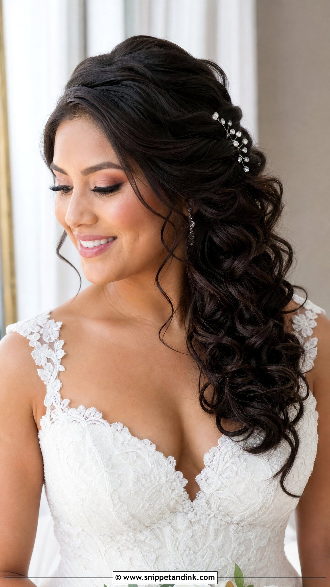 Bridal Side Swept Curls - Snippet and Ink - 15 Bridal Hair One Side Ideas