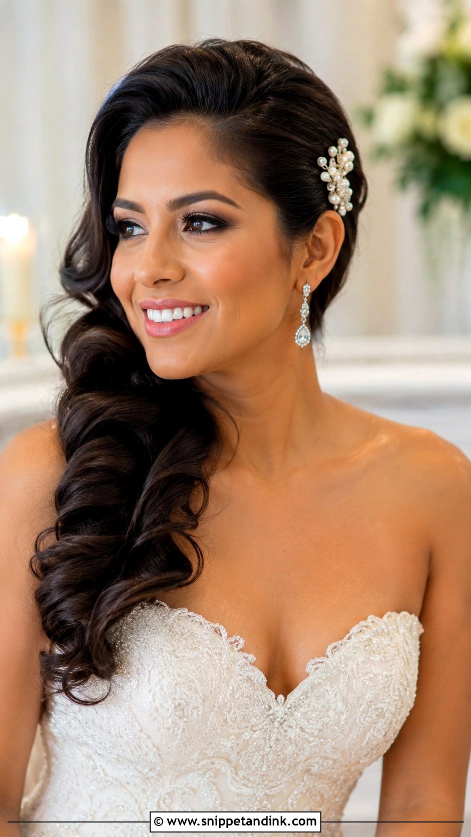 Bridal Side Swept Curls - Snippet and Ink - 15 Hair Do for Bride Ideas