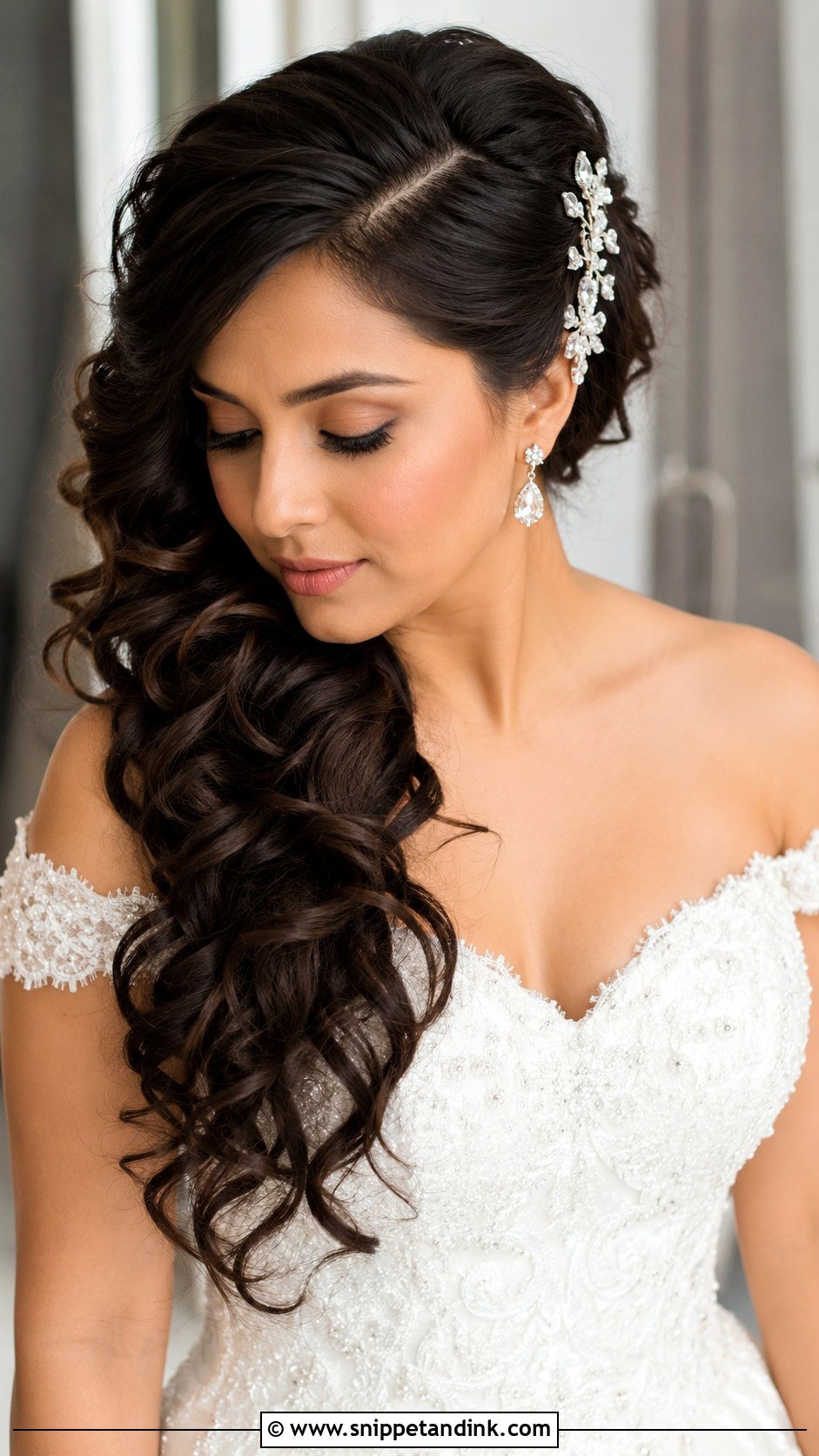 Bridal Side Swept Curls - Snippet and Ink - 20 Hairdo for Bride Ideas