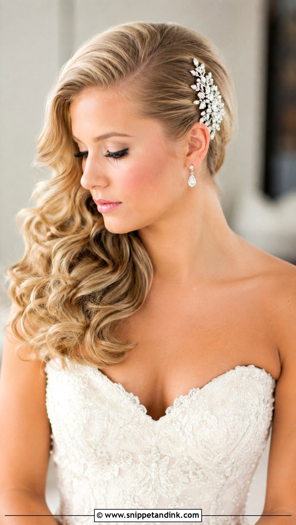 Bridal Side Swept Curls - Snippet and Ink - 20 Hairstyles for a Bride