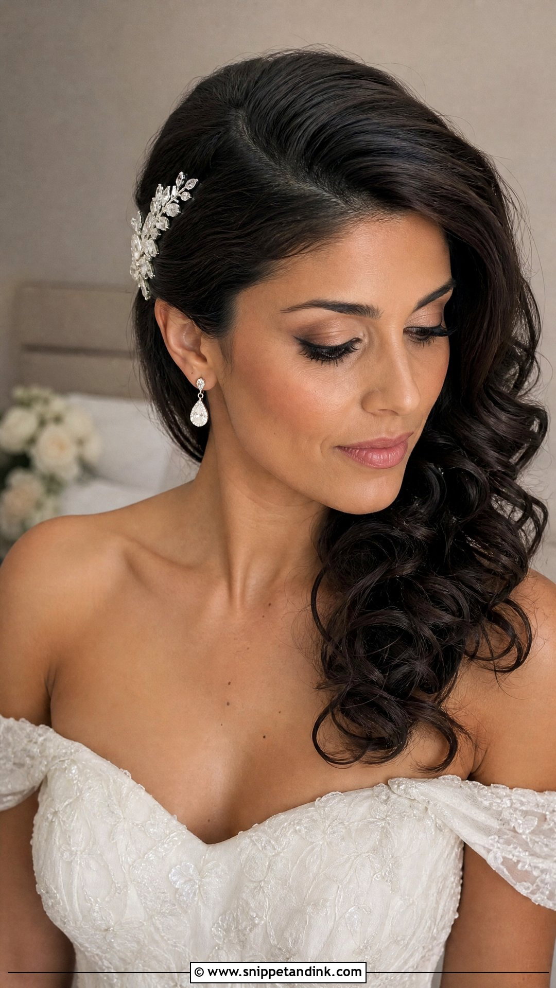 Bridal Side Swept Curls For Medium Hair - Snippet and Ink - 15 Bridal Hairstyles for Medium Hair