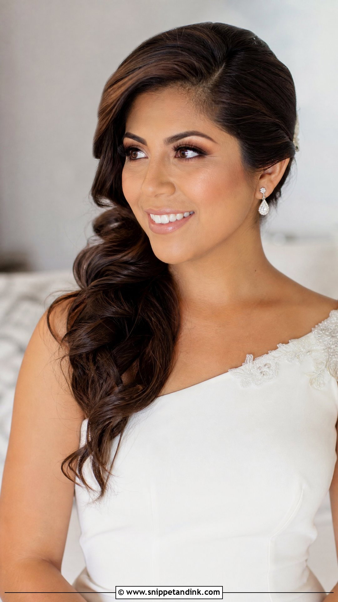 Bridal Side Swept Hair - Snippet and Ink - 15 Bride Hair Styling Ideas