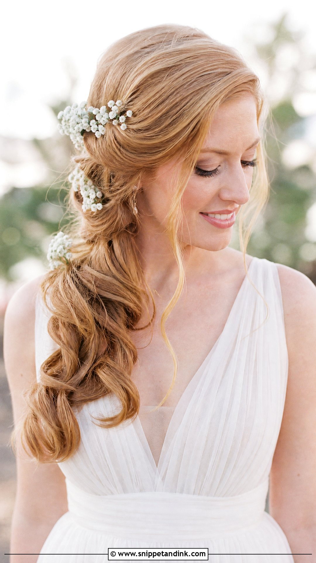 Bridal Side Swept Hair With Flowers - Snippet and Ink - 15 Bridal Hair One Side Ideas