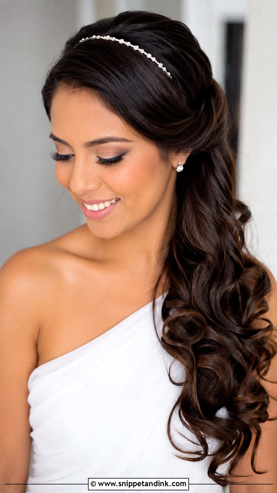 Bridal Side Swept Hair With Headband - Snippet and Ink - 20 Bridal Hairstyles with Headband