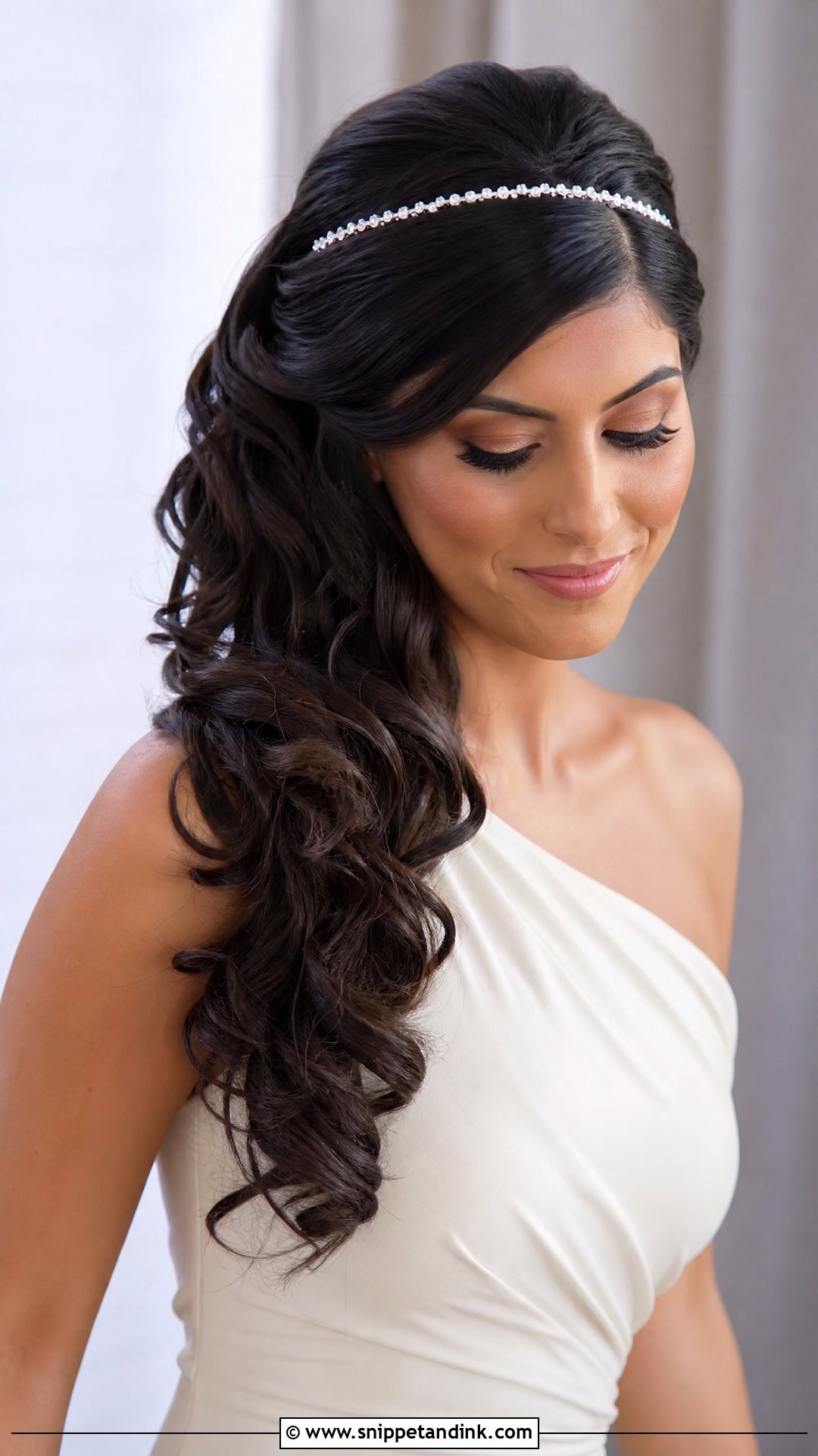 Bridal Side Swept Hair With Headband - Snippet and Ink - 15 Bridal Hairstyle with Headband Ideas