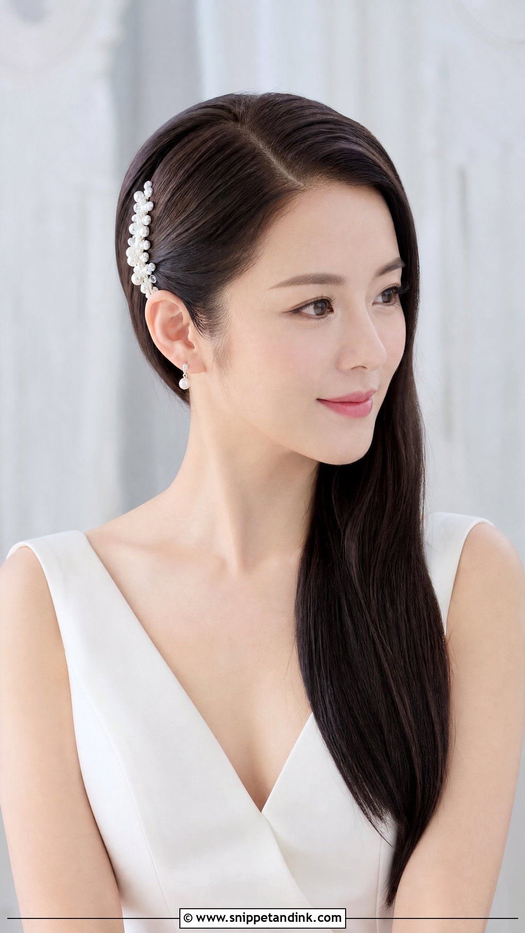 Bridal Side Swept Straight Hair - Snippet and Ink - 15 Bridal Hair One Side Ideas