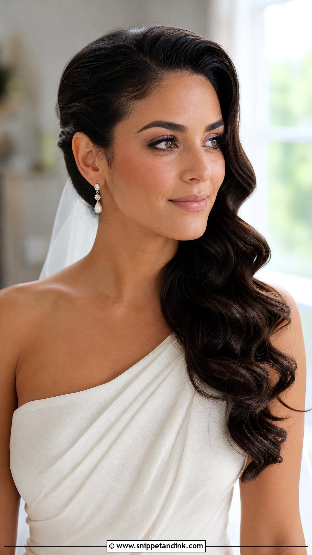 Bridal Side Swept Waves - Snippet and Ink - 20 Trending Bridal Hairstyles 2025