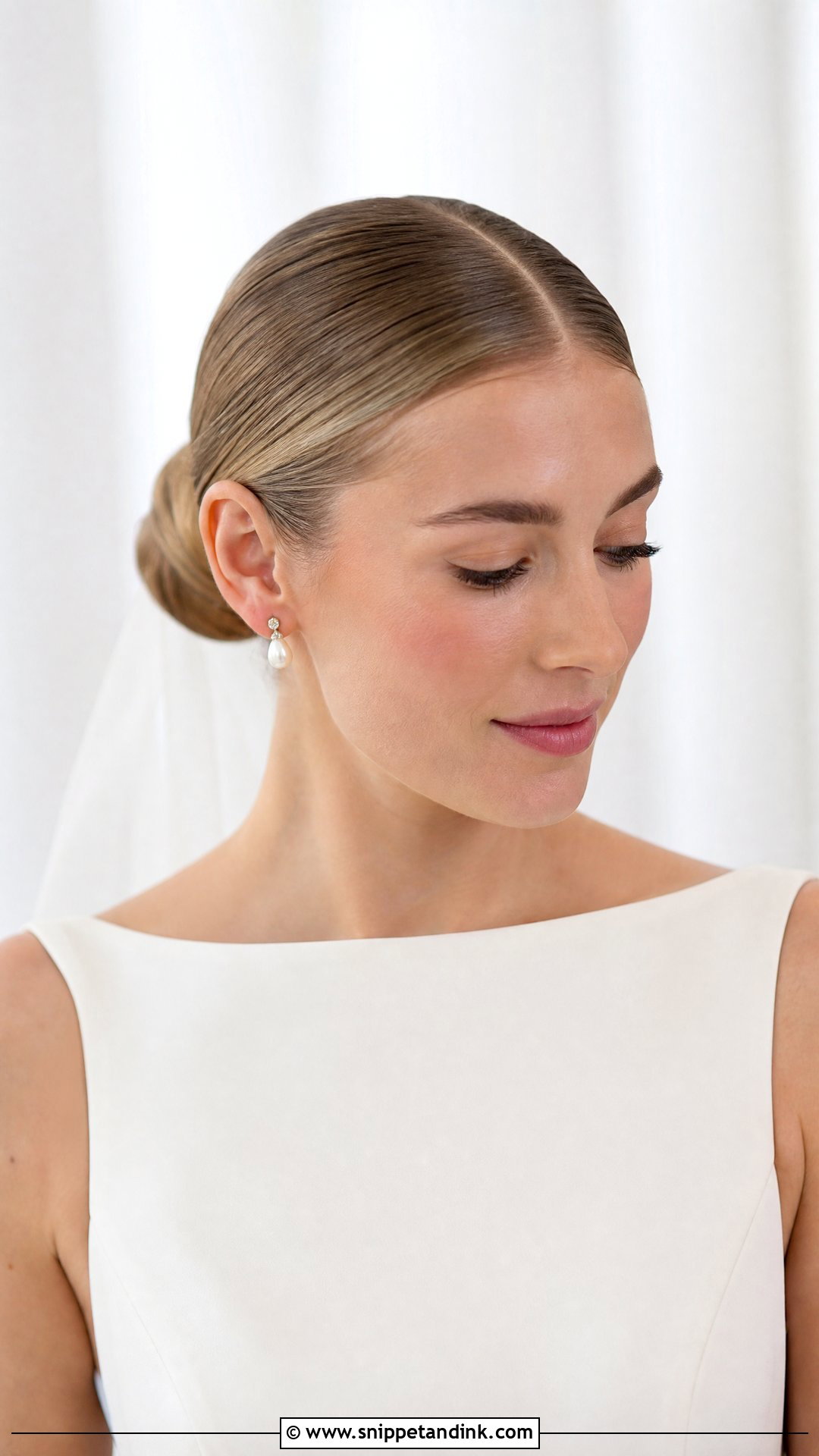 Bridal Sleek Bun - Snippet and Ink - 15 Bridal Hair Aesthetic Ideas